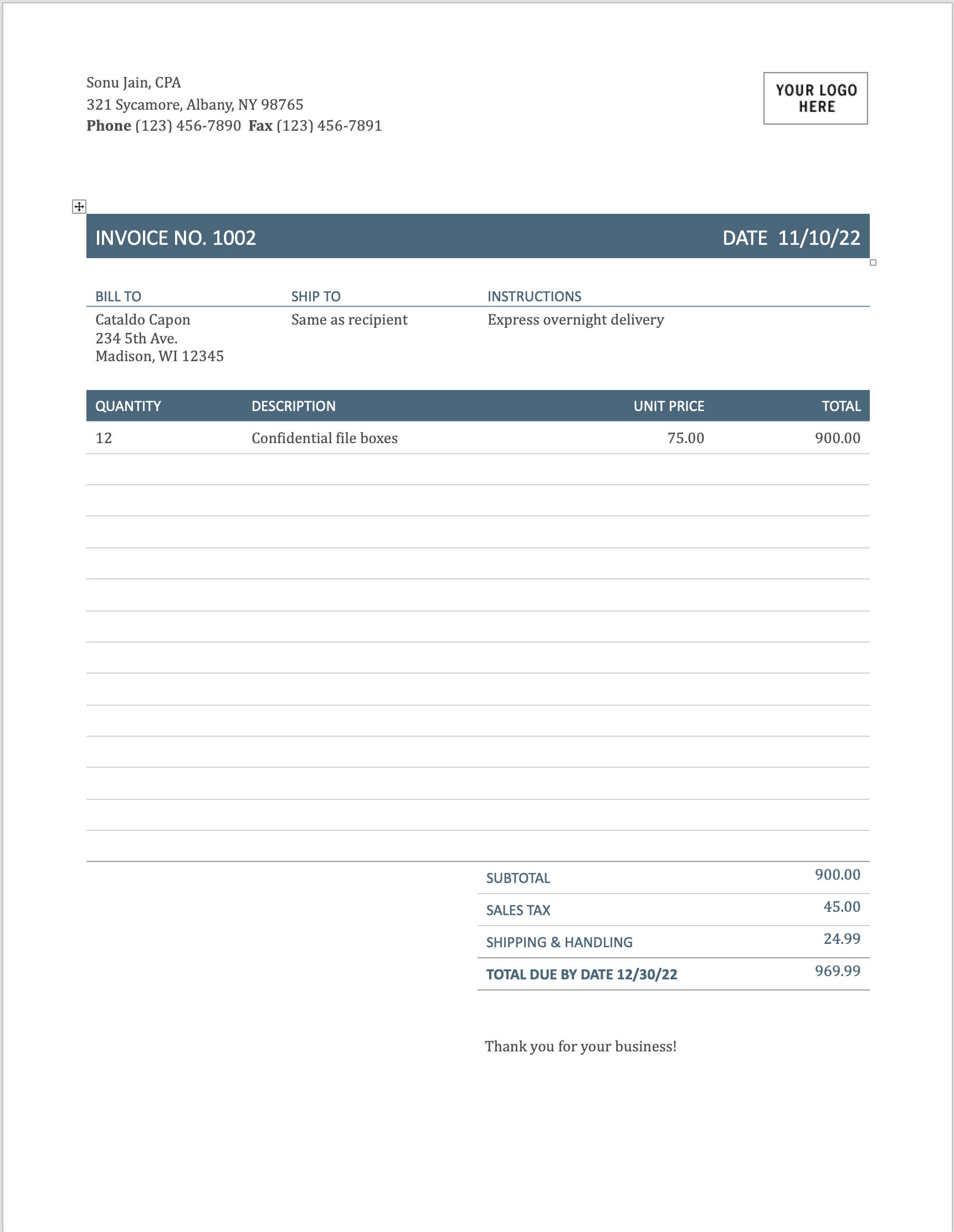 Timeless Invoice Invoice Template Preview